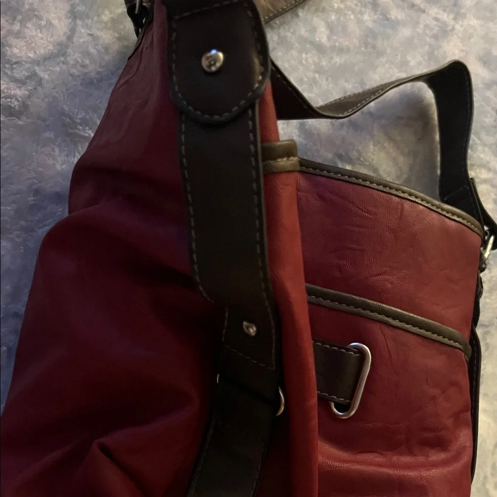 Rosetti Burgundy and Brown Crossbody Bag